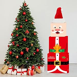 RUODON Christmas Stacking Boxes Large Santa Claus Box Decoration Xmas Santa Gift Boxes Christmas Stackable Boxes with…