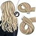 Moresoo Ombre Tape in Hair Extensions Human Hair Tape in Extensions 24 Inch Glam Seamless Tape Hair Extensions 20pcs Blonde Highlight Glue on Natural Hair Extensions Full Head 50g