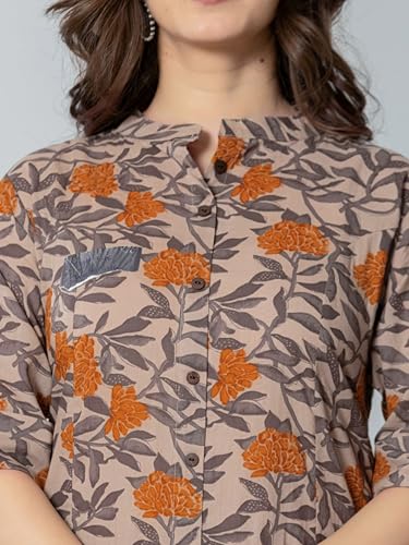 Image of rytras Women Cotton Printed A-Line Kurta with Palazzo Pant Set