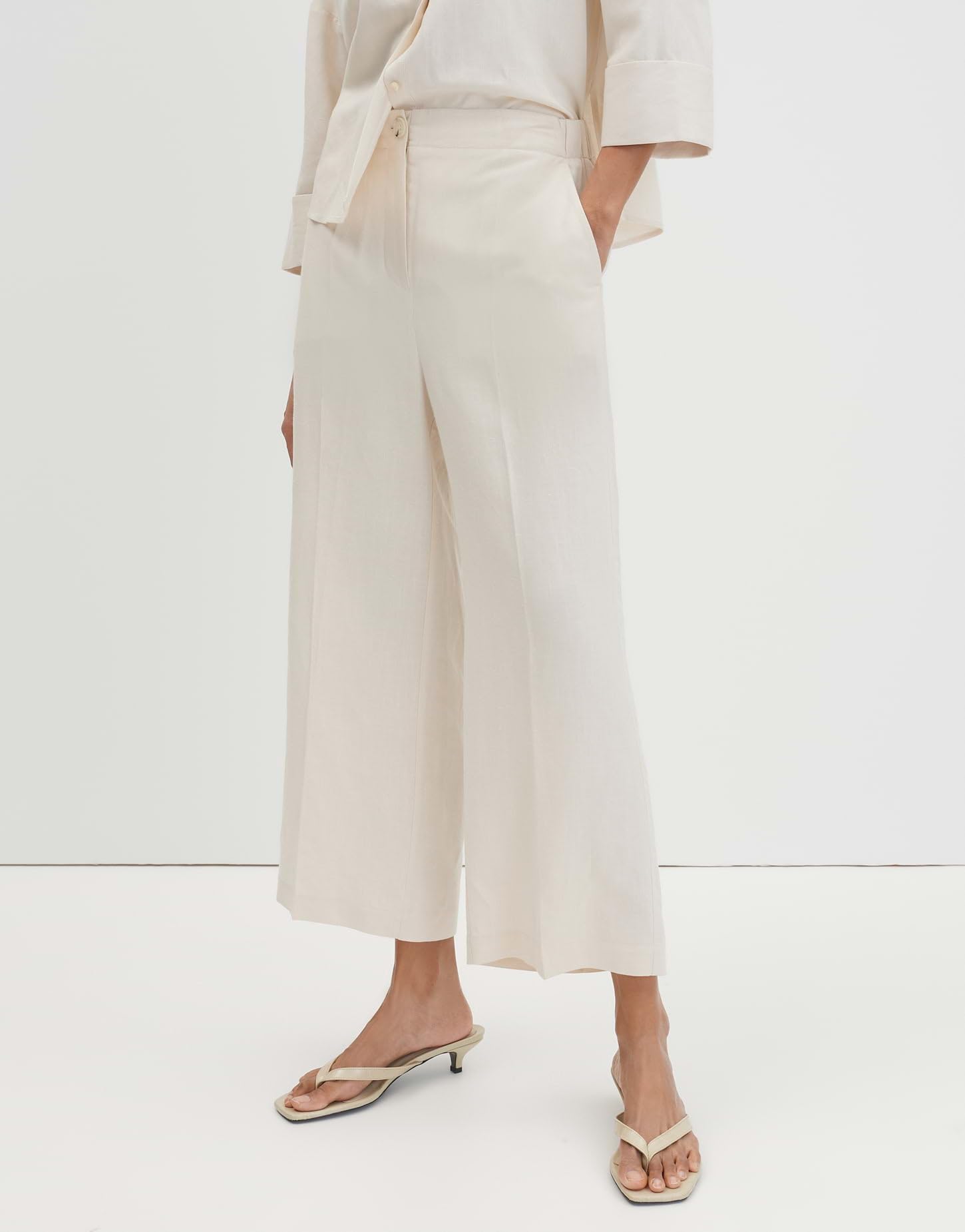 someday Damen Culotte | CELINO Cropped Linen Culotte aus Viskose Leinen Mix