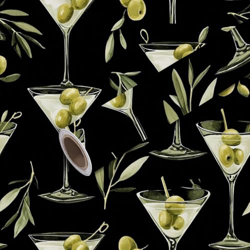 FUIENCFKE Peel and Stick Wallpaper 23.6"*393.7" Wallpaper Olive Martini Glasses