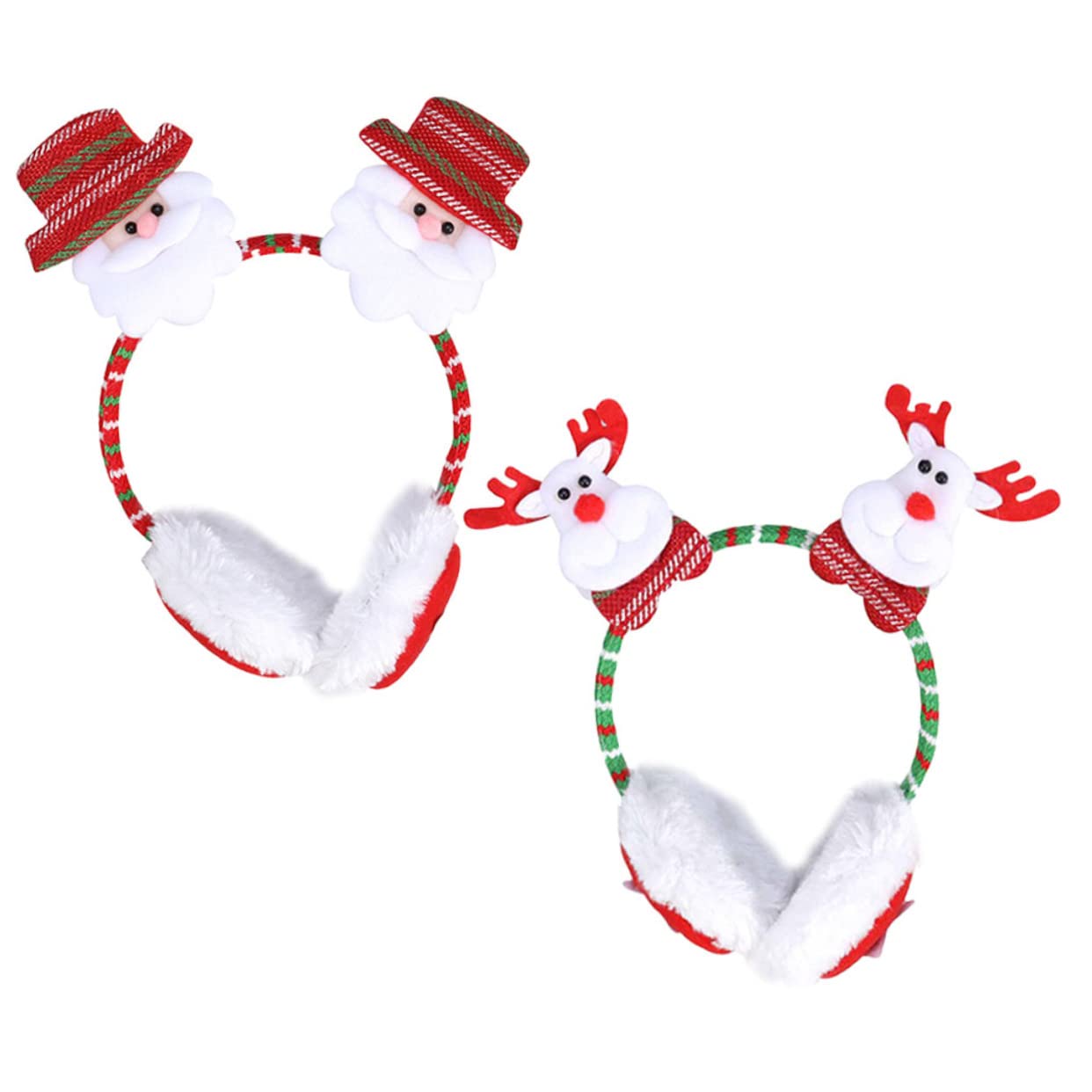Beavorty Cartoon Christmas Earmuffs Winter Headband Ear Warmer 2pcs Fashion Headband