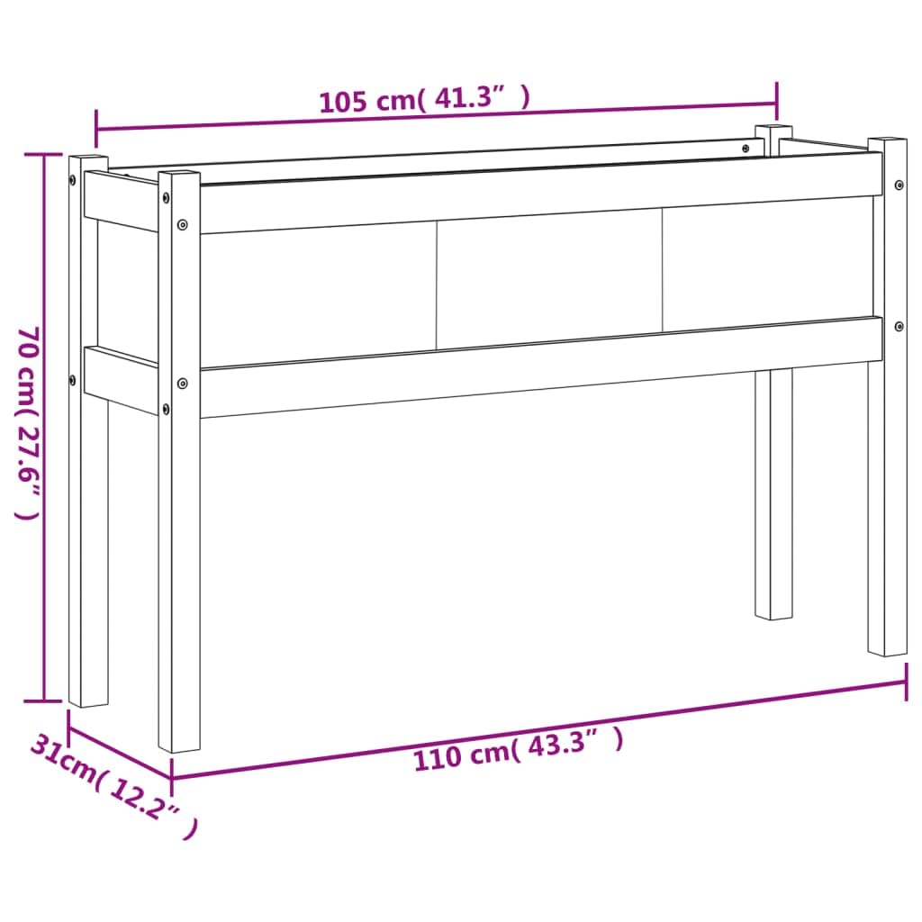 vidaXL Jardinera con Patas Elevada Rectangular para Plantas y Flores - Macetero Exterior para Balcón y Terraza de Madera Maciza de Pino