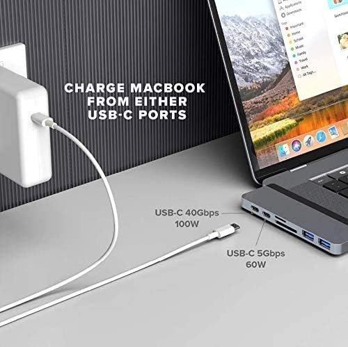 Hyper - New HyperDrive Duo 7-in-2 Hub - USB-C for MacBook Pro/Air - HDMI 4K60Hz HDR, USB-C 40Gbps 100W PD, USB-A 5Gbps, MicroSD/SD 3.0 UHS-I 104MB/s, 2 x USB-A 5Gbps - Space Gray