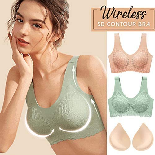 Sutiã feminino com contorno 5D sem fio, roupa íntima respirável de renda, sem costura, para esportes