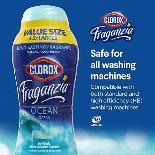 Image of Clorox Fraganzia Laundry Scent Booster Crystals, In-Wash Fragrance Beads for Fresh-Smelling Clothes & Linens, Safe for All Fabrics & Colors, Easy-Pour Bottle, Ocean Scent, 70 Oz