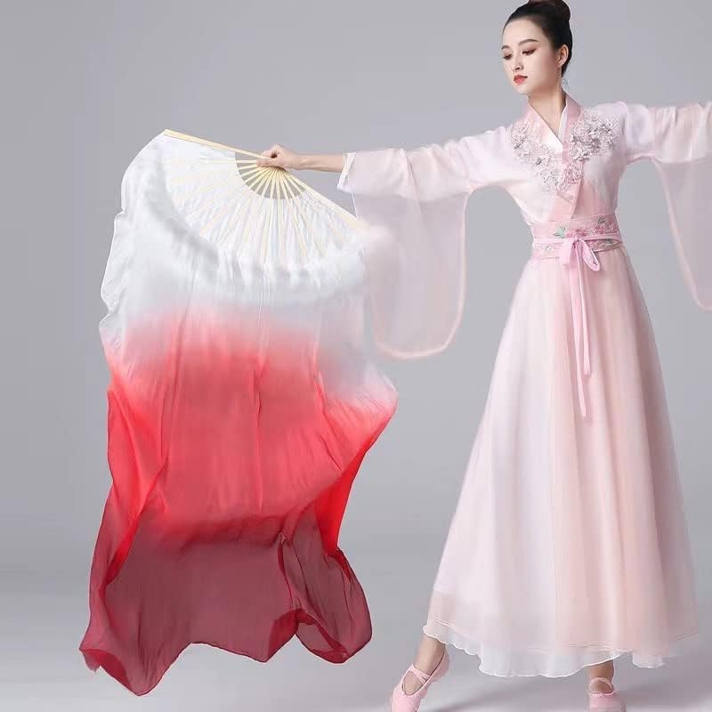 1 Pair(Left+Right) Faux Silk Belly Dance Fan Veil for Dance Performance, Length 180cm Width 90cm - Image 2