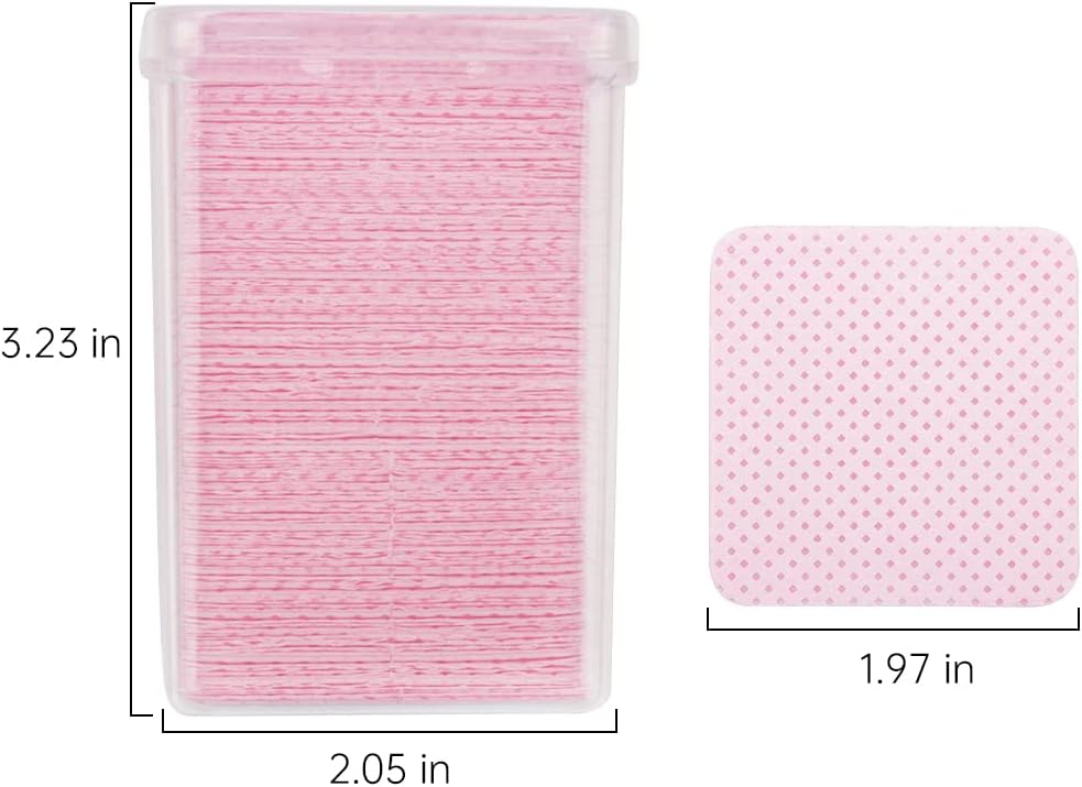 200 PCS Lint Free Nail Wipes, Non-Woven Fabric Dry Nail Prep Pads, Nail Polish Remover Wipes Lash Extensions Glue Nail Cleaning Pads for Salon Supplies (Pink)