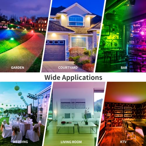 2 PACK RGB Led Strahler,100W Außenlampe Mit Fernbedienung,Aluminiumdruckguss RGB-Farbwechsel Flutlicht,Ip66 Wasserdicht,Speicherfunktion Gartenstrahler Led Außen,Discolicht,Partylicht