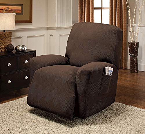 Stretch Sensations, Optic Recliner Slipcover, Standard Recliners, Perfect Chair Protection, Comfortable And Easy Stretch Fabric (Chocolate) #TOP2