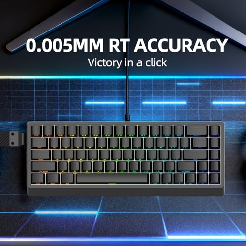Image of IROK ND68 68 Keys Wired Magnetic Switch Keyboard, 0.005MM RT Accuracy, 8KHZ Polling Rate /Latency As 0.125MS /256KHZ Single Key Scan Rate /ARGB,Hot Swappable,Gasket Structure Gaming Keyboard(Black)