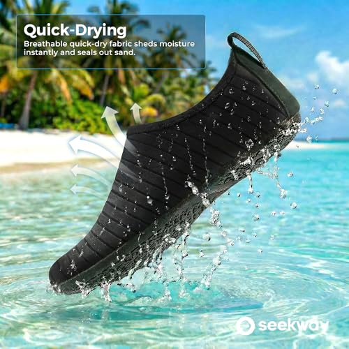 SEEKWAY Water Shoes Women Men Adult Quick-Dry Aqua Socks Barefoot Non Slip for Beach Swim River Pool Lake surf Black SK002(U)