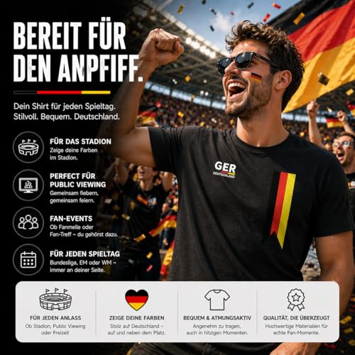 Deutschland Trikot WM 2026 - T-Shirt Herren & Damen - Germany Fußball - Fanartikel Weltmeisterschaft - schwarz XL