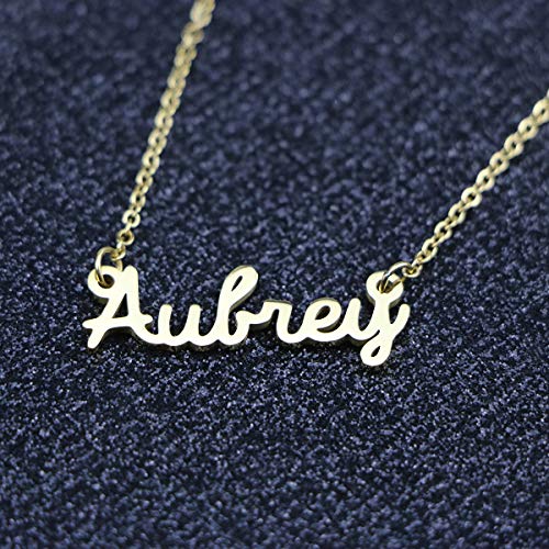 Awegift Name Necklace Big Initial Gold Plated Best Friend Jewelry Girls Women Gift For Her Aubrey #TOP1