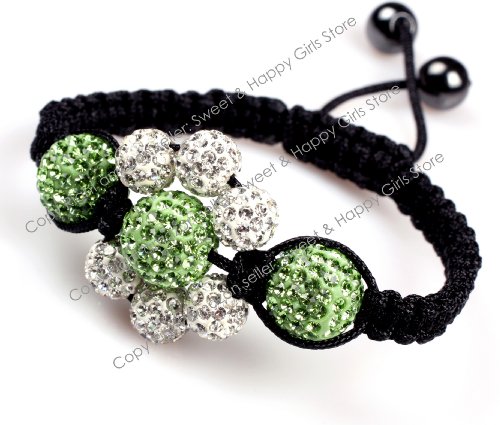 Shamballa Style Jewelry 20 Beads Unique Multi Strands 9X Pave Shine Crystal Beads Hand-Woven Bracelet Adjustable #TOP1