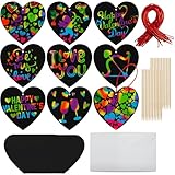 JOYIN 36 Packs Valentines Day Gifts Cards for Kids Magic Color Scratch Heart Rainbow Scratch Paper Heart Valentine Crafts and Art for Kids Classroom Exchange Create Rainbow Art Without Ink