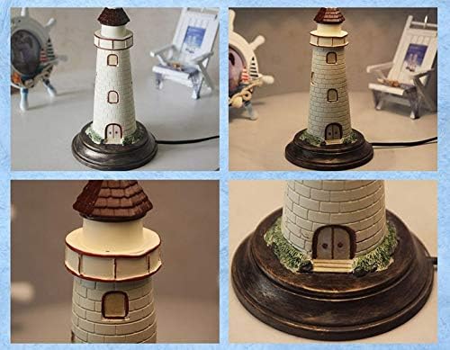 Kiven Nautical Lighthouse Table Lamp Large Cape Hatteras Desk Light with Cloth Shade (White)