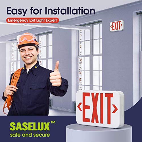 SASELUX Red Led Exit Sign Emergency Light with Double Sided and Battery Backup Exit Light, Contractor Select, AC 120/277V (1 Pack) - Thumbnail 5
