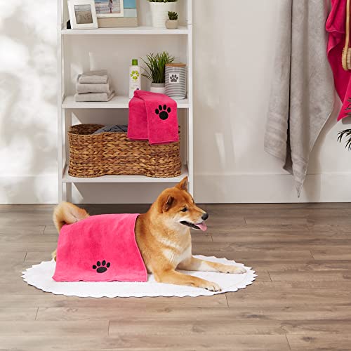 Image of Bone Dry Pet Grooming, Embroidered Microfiber Towel Drying Collection, 15x30, Raspberry Sorbet