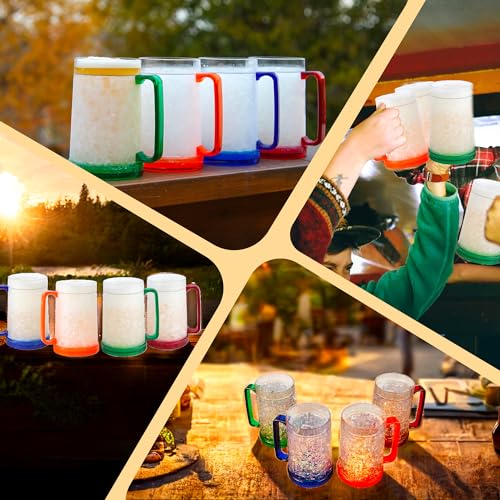 Image of Lily's Home Freezer Beer Mugs - Set of 4 Freezable Gel-Filled 16 oz BPA-Free Acrylic Frozen Mugs for Outdoor Entertaining and Gifting