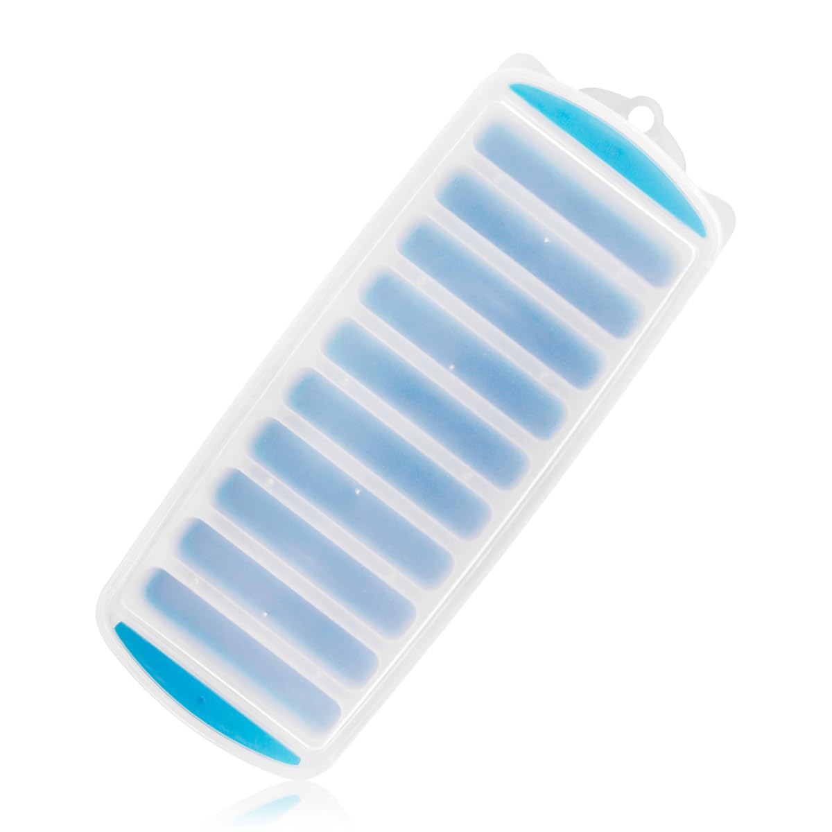 Lotsdonxia Reusable Silicone Ice Cube Tray with Spill-Proof Lid - Long Ice Sticks for Water Bottles, Whisky & Cocktails, BPA-Free, Easy Release Design (Blue)
