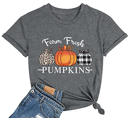 Thankful Pumpkin Thanksgiving T-Shirt For Women - Funny Graphic Tee, Short Sleeve Fall Shirt - View #4