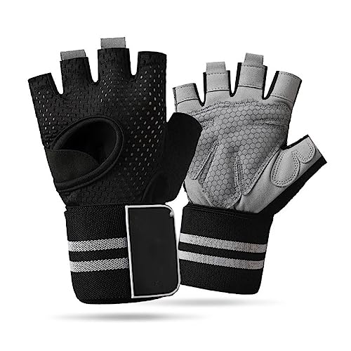 Gants de fitness antidérapants avec protège-poignet pour haltérophilie