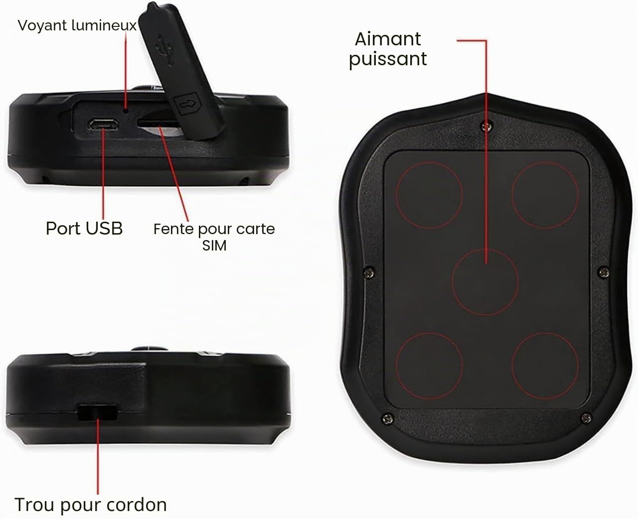 TKMARS Traceur GPS Voiture (Abonnement Requis), Tracker Magnétique Puissant, Suivi en Temps Réel et Positionnement Précis(TK905E)