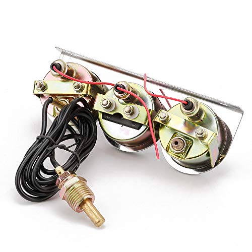 Dyno Racing 742579329396 2 Inch 52Mm Chrome Panel 3In1 Car Meter Oil Pressure Fahrenheit Water Temp Ammeter Triple Gauge Kit Set White Face thumb #4