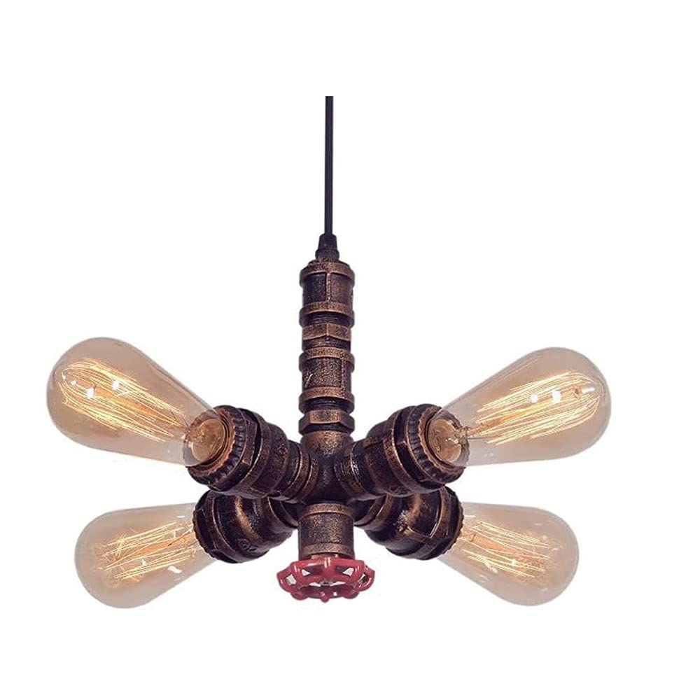 Lámpara Colgante de Pipa de Pipa de Agua Retro Luz de Metal de Metal Luz de Restaurante Americano Illuminación Personalidad Lámpara Colgante Loft Luz de Techo Decorativo Vintage E27 Cambio para Mejor