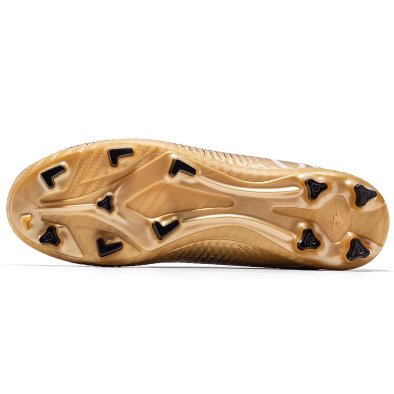 Teenage Boys' Football Boots with Long Studs, Featuring a Knitted Design, Available in Three Colors: Pink, Gold, and Black.3