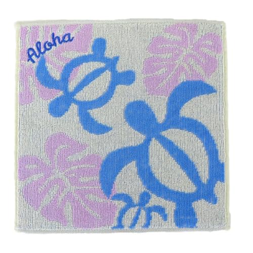 ハワイアン ハンドタオル ホヌモンステラ (ブルー)