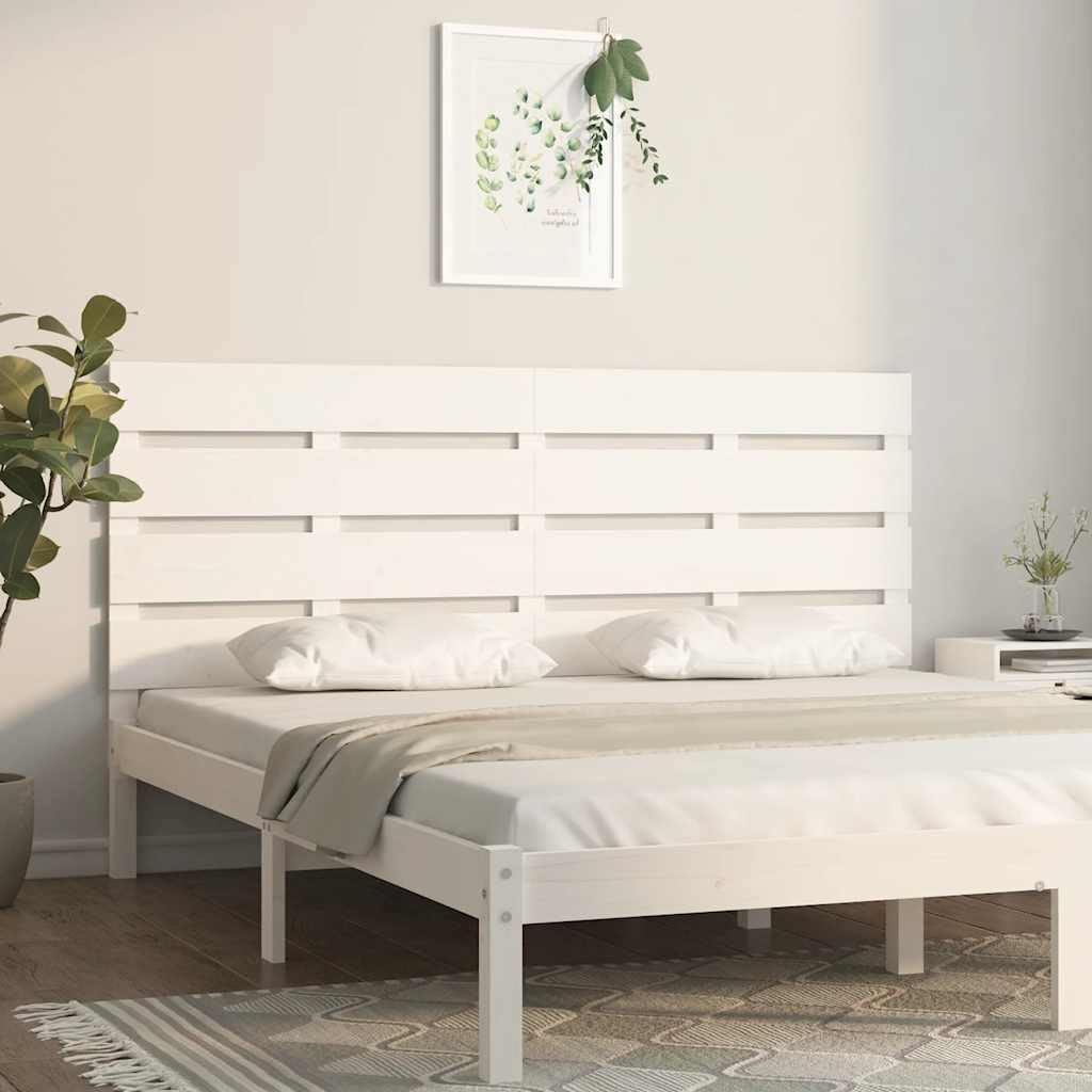 vidaXL Cabecero Cama Cabezal Dormitorio Estructura Habitación Mobiliario Muebles Decoración Adorno Madera Maciza de Pino Blanco 180x3x80 cm