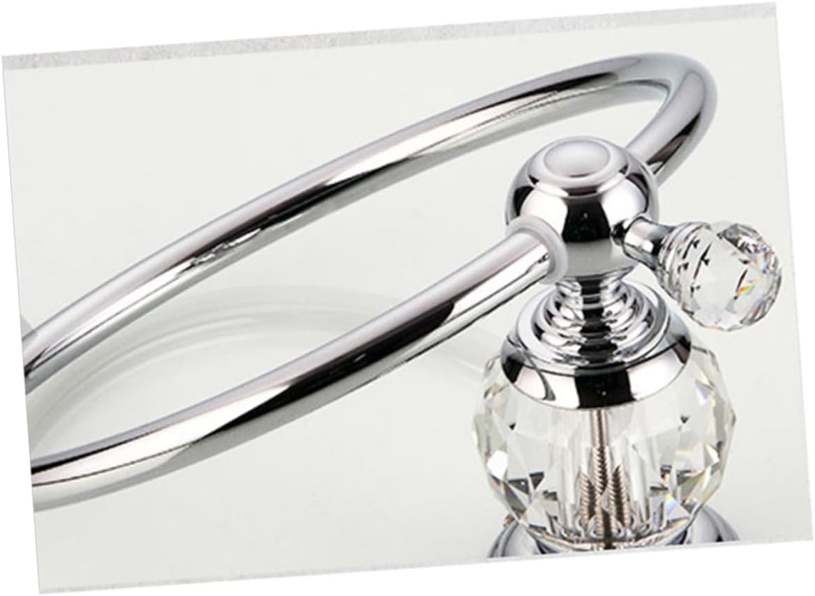 Homoyoyo Refined Copper Bathroom Towel Ring Wall Mounted Pendant Holder with Rotation Rustproof Polished Silver Finish Elegant Hand Towel Ring for Bathrooms