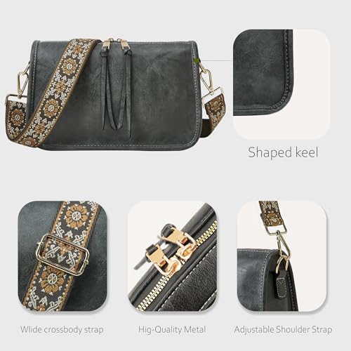 Image of Crossbody Bag for Women, Bohemian Vintage Purse with Wide Strap | Stylish Vegan Leather Design, Adjustable Shoulder Strap, Versatile for Daily Travel and Weekend, Ideal Gift Choice