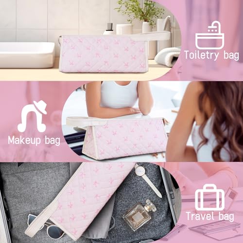 YATFRIK Large Quilted Travel Case, Floral Carrying Storage Bag Hair Dryer and Attachments, Portable Hair Tool Bag with Handle — view 4