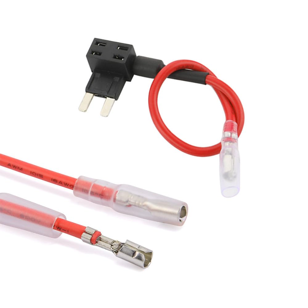 6 Sztuk 12V / 24V Zestaw Uchwyt Bezpiecznika, Kran Bezpiecznika Samochodowego z Przewodem 16 AWG, Bezpłatne 18 Sztuk Płaskich Bezpieczników i Ściągacz Bezpieczników (Terminal Tyłkowy)