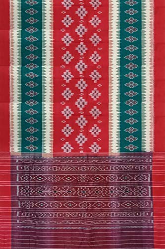 Image of Odisha Sambalpuri Handloom Ikat Women's Cotton Saree, Odisha Handloom Handmade Pure Cotton Khandua Saree, Ikkat Orissa Traditional Handloom Saree Without Blouse