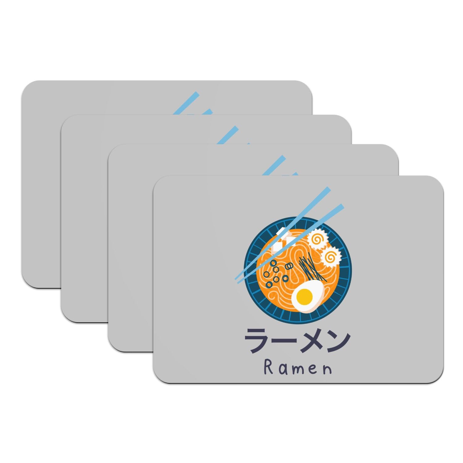 Set de table ramen lot de 4 grands tapis manga en caoutchouc gris