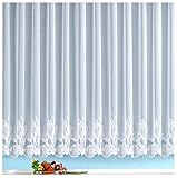 heimtexland ® Store Gardine Jacquard weiß transparent Kräuselband Vorhang mit Blumen Borte Gebogt Oekotex Typ69 Höhe 160cm x Breite 450cm