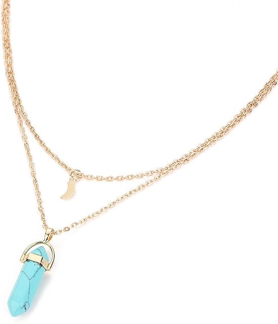 Janly Clearance Sale Womens Necklaces & Pendants, Women Multilayer Irregular Crystal Opals Pendant Necklace Choker Chain, Jewelry & Watches for Christmas Valentine's Day (Blue)