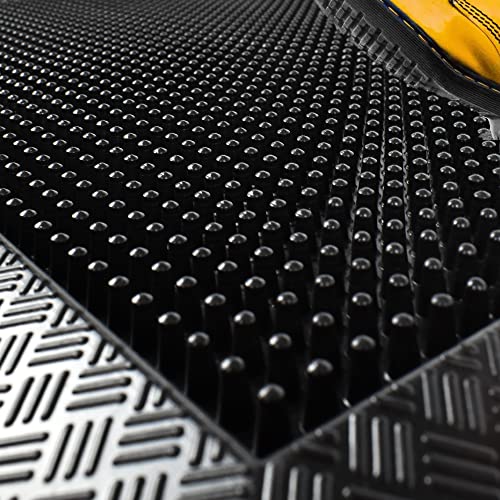 Eshoprate Doormat Sturdy Rubber Doormat(28"X17") For Outdoor Indoor Entryway, Scrapes Shoes Clean, Fingertip Design, Shoe Scraper Mat | Heavy Non-Slip Backing, Ideal Outdoor Mat For Entrance (Black) #TOP27