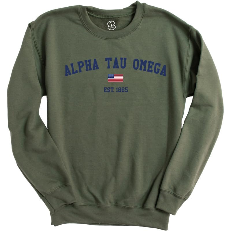 Alpha Tau Omega Sweatshirt - ATO USA Flag Fraternity Crewneck Sweatshirt