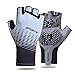 ZLKZZQ Männer und Frauen Fahrradhandschuhe Männer Sommer Sport Sonnenschutz Atmungsaktiv Schweißabsorbierende Halbfinger Fahrradhandschuhe -Grey-1-L
