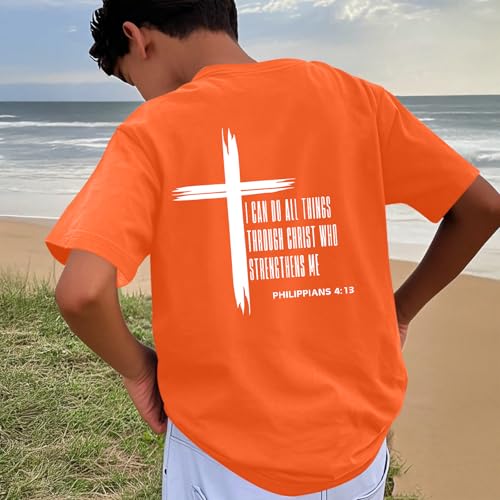 Image of KEEVICI Boys Christian Graphic Tees God Jesus Shirts for Kids Cross Faith Bible Verse Inspirational Religious Cotton T Shirt