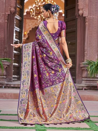 Image of SWORNOF Women's Kanjivaram Soft Silk Banarasi Sarees With Unstiched Blouse Piece