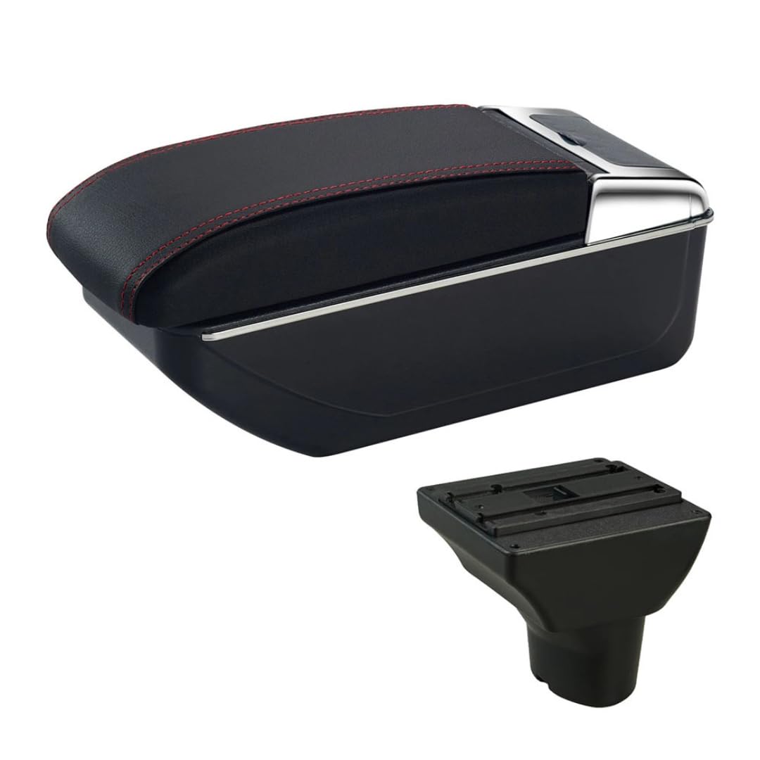 Toiumops Armrest for Hyundai I20 2012, Car Armrest Box Center Console Store Box(A1 Red Line No USB)