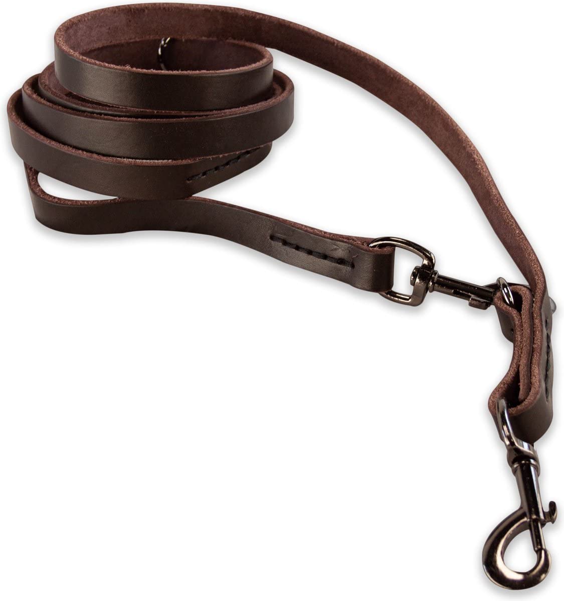 Guinzaglio multiuso in pelle – Marrone/nero – 220 cm