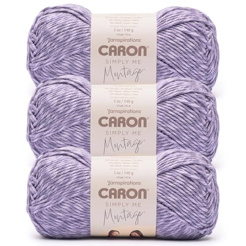 Image of Caron Simply Me Montage Soft Yarn for Crocheting, Amethyst, 2-Pack
