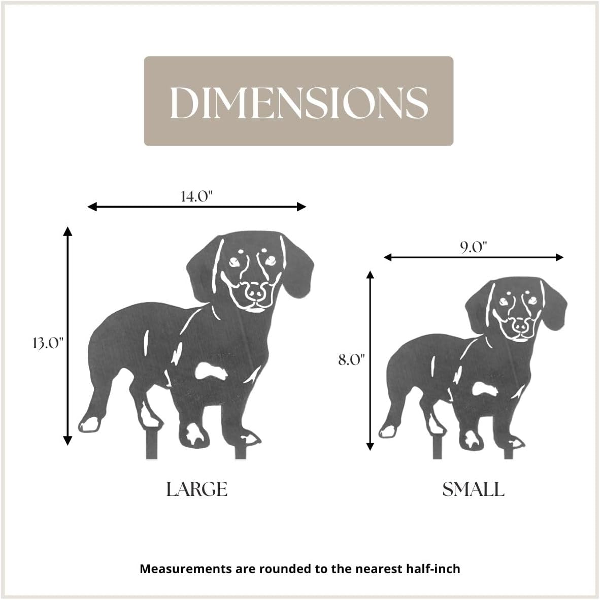 Corten Steel Shorthaired Dachshund Dog Silhouette Yard Stake (Small)
